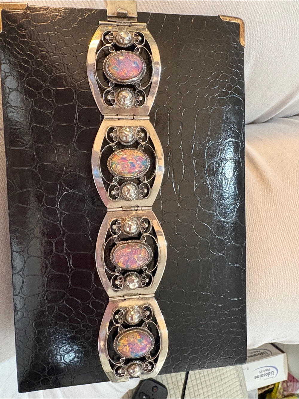 Sterling Link Bracelet with Opals